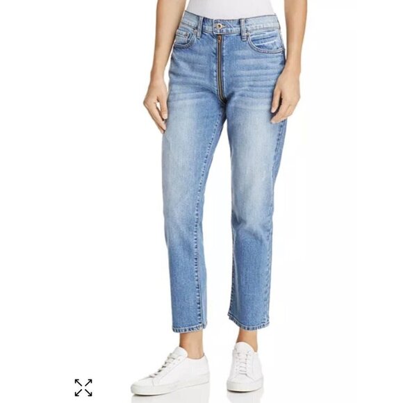 Pistola Charlie Jeans Zip Front to Back Blue High Rise Jeans 28 Straight Leg - Picture 1 of 8
